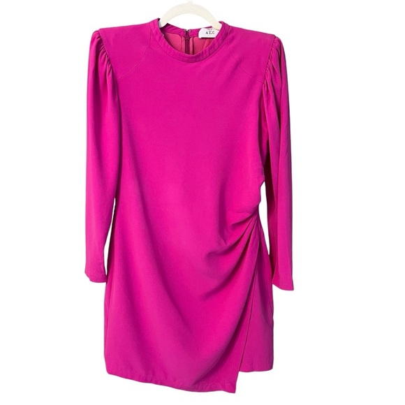 A.L.C. Jane Crepe Mini Dress Shocking Pink 10 Contemporary Party Cocktail Chic - Picture 1 of 9